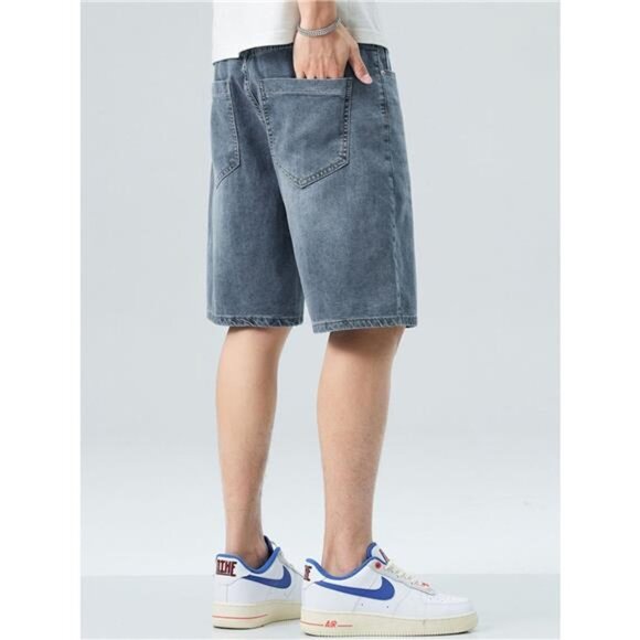 Men's Washed Denim Shorts with Pockets - Picture 6 of 6